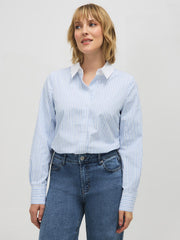 Studded Striped Cotton-Blend Blouse