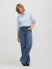 Studded Striped Cotton-Blend Blouse