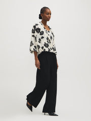 Floral Chiffon Blouson Wrap Blouse