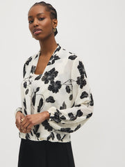 Floral Chiffon Blouson Wrap Blouse