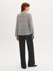 Printed Pintuck Blouse