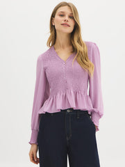 Smocked Chiffon Blouse