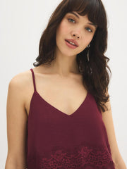 Lace Detail Crinkle Tank Top