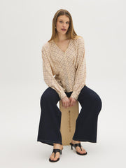 Printed Chiffon Batwing Blouse