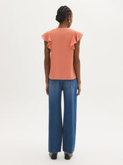 Ruffle Sleeve V-Neck Blouse