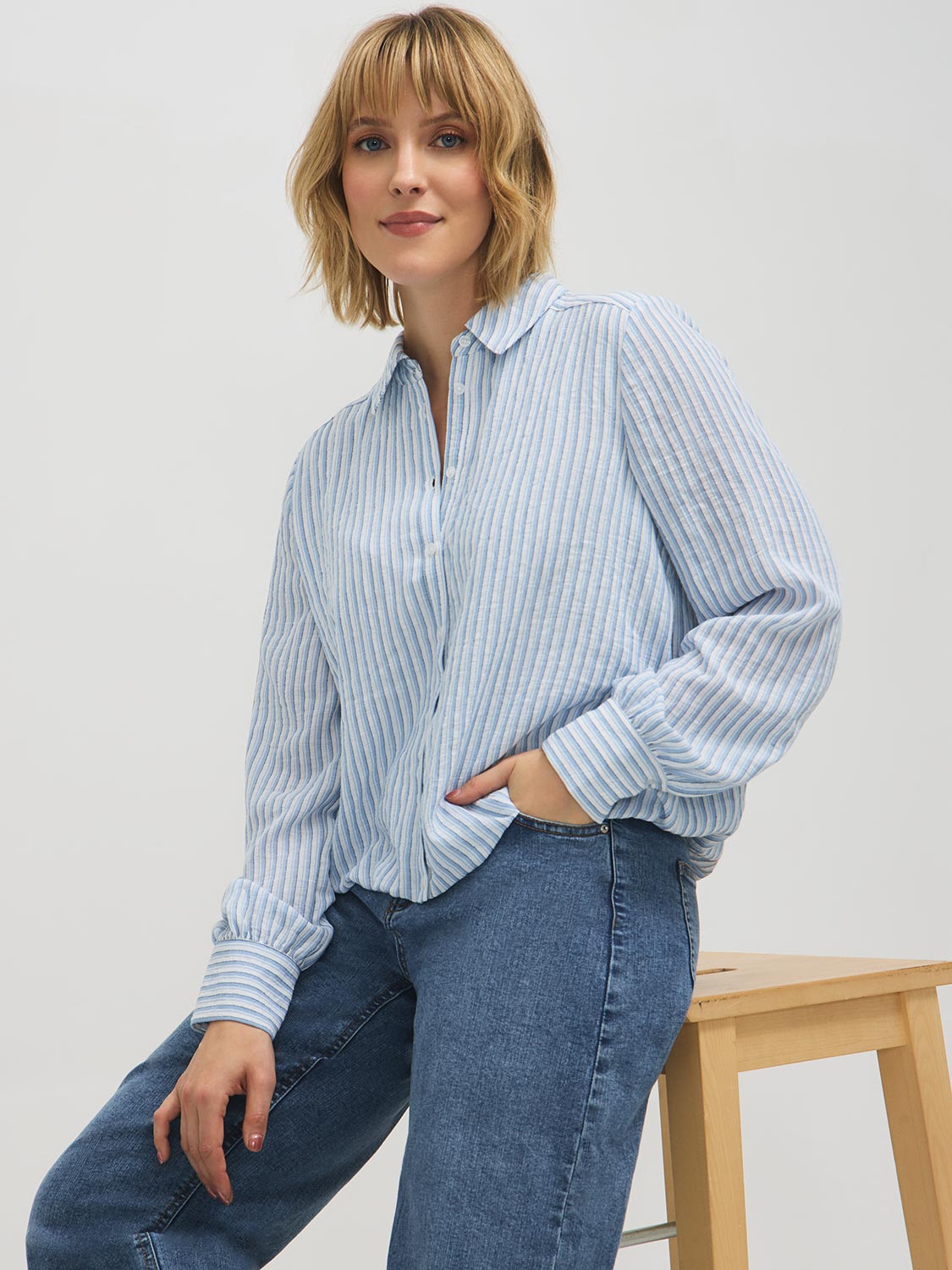 Striped Bubble Hem Blouse