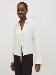 Bow Button-Front Blouse