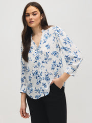 Floral Print Split Neck Blouse