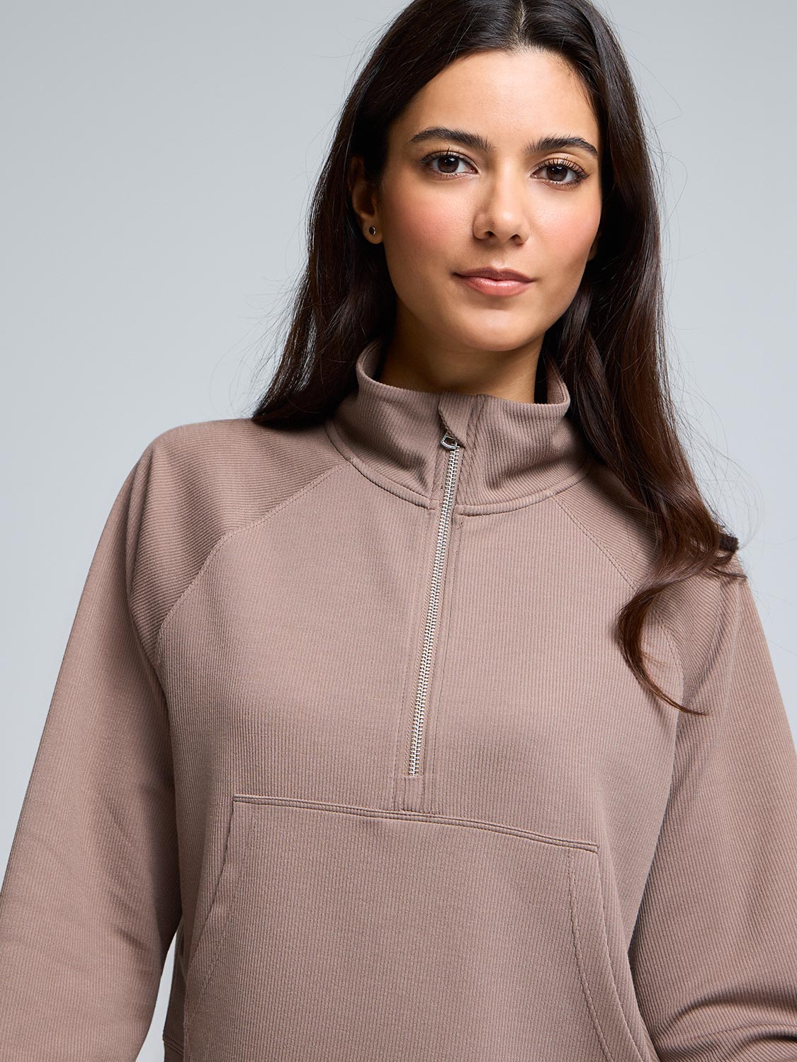 Half-Zip Ribbed Sweatshirt
