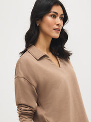 French Terry Johnny Collar Sweatshirt