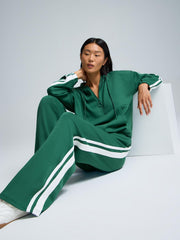 Contrast Stripe Wide-Leg Cloud Fleece Pants