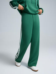 Contrast Stripe Wide-Leg Cloud Fleece Pants