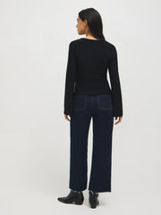 Crew Neck Top With Bell Sleeves