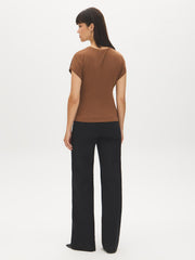 Dolman Sleeve Top With Side Pleats