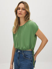 Ruched Cropped Side-Tie Top
