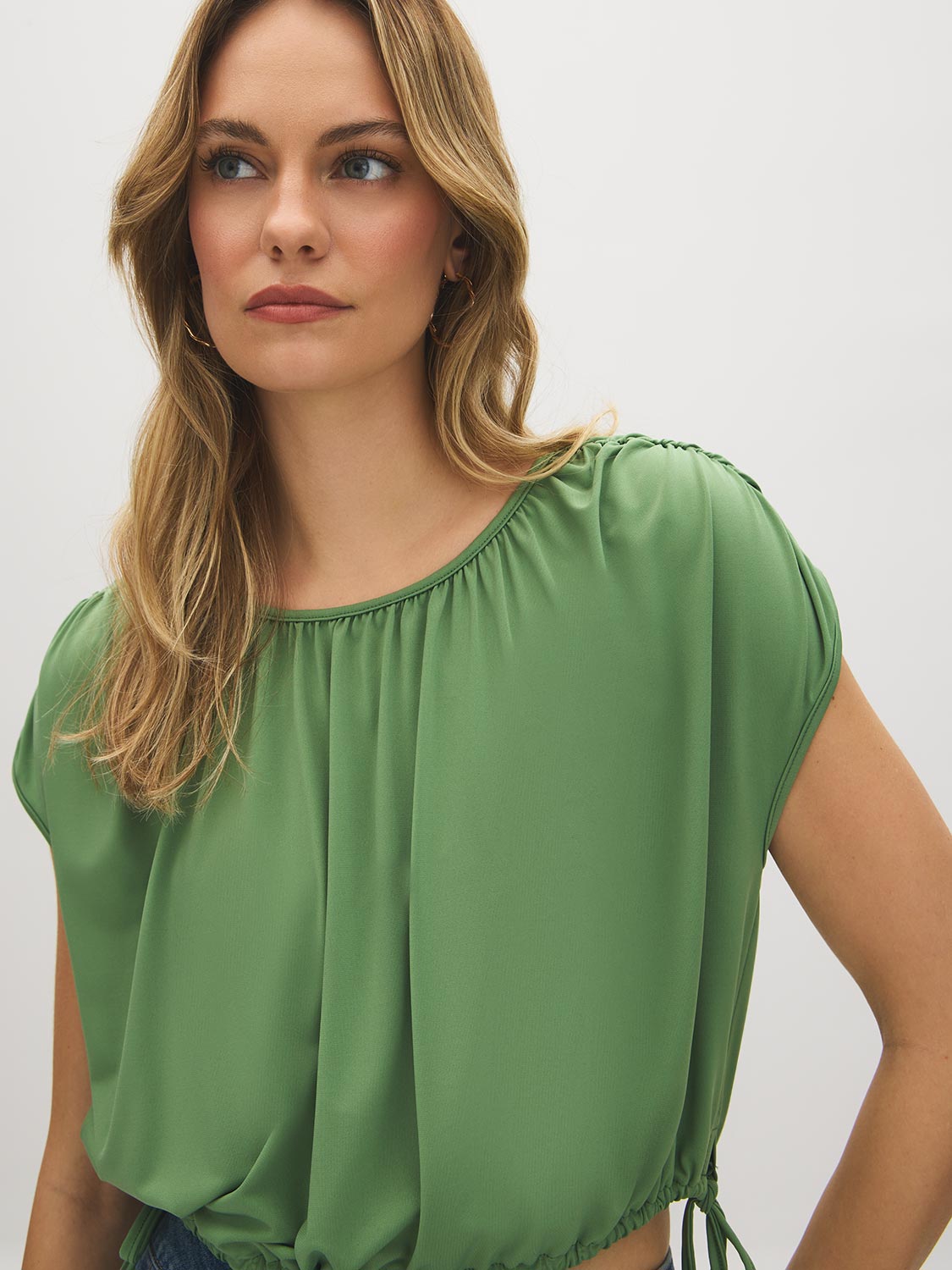 Ruched Cropped Side-Tie Top