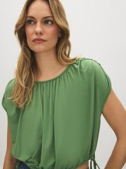 Ruched Cropped Side-Tie Top