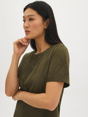 Faux Suede Crew Neck Top