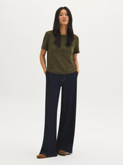 Faux Suede Crew Neck Top