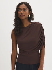 Asymmetric Ruched One-Shoulder Top