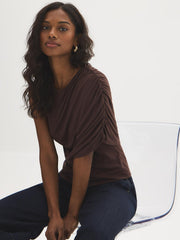 Asymmetric Ruched One-Shoulder Top