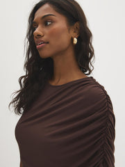 Asymmetric Ruched One-Shoulder Top