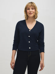 V-Neck Pique Knit Sweater