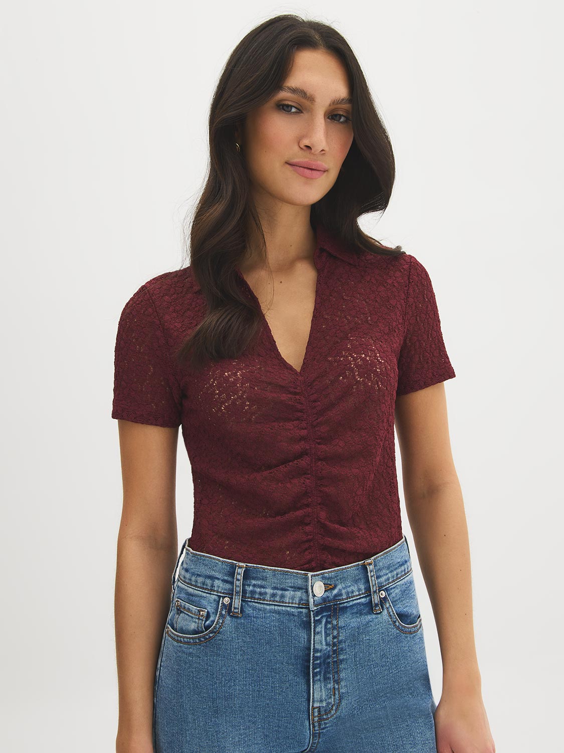 Lace Johnny Collar Top