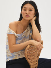 Asymmetrical Floral Mesh Top