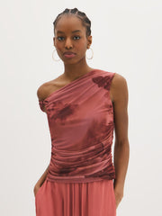 Asymmetrical Floral Mesh Top