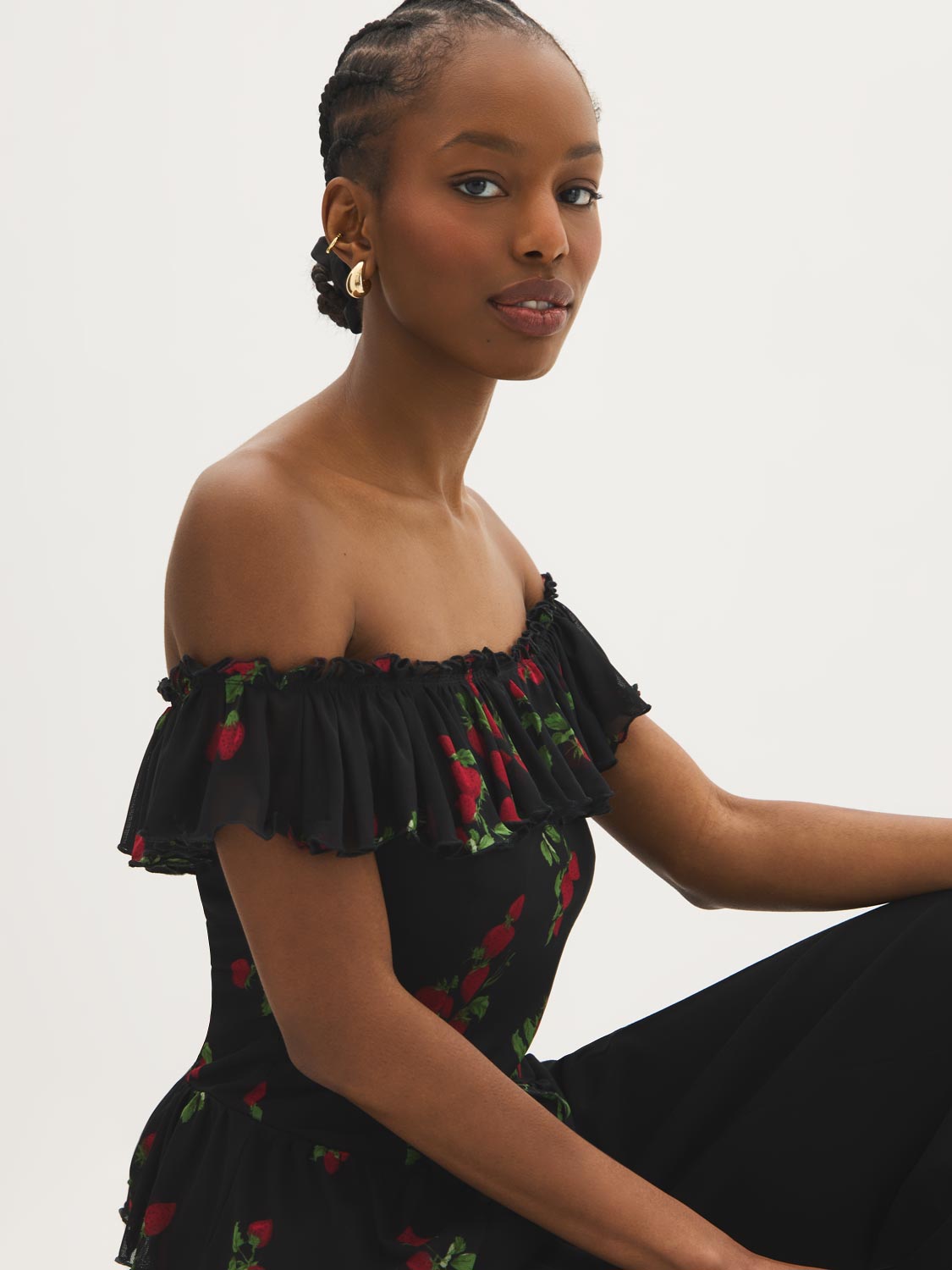 Fruit Print Ruffle Corset Top