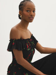 Fruit Print Ruffle Corset Top