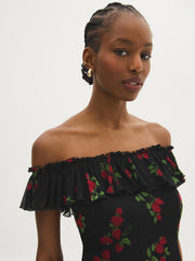 Fruit Print Ruffle Corset Top