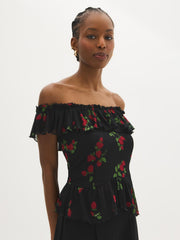 Fruit Print Ruffle Corset Top