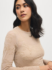 Floral Tonal Mesh Top
