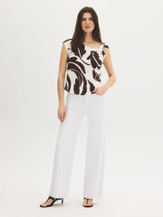 Buckle Detail Printed Textured Top