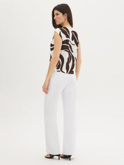 Buckle Detail Printed Textured Top