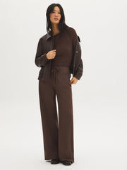Cotton-Blend Wide-Leg Pants