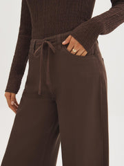 Cotton-Blend Wide-Leg Pants