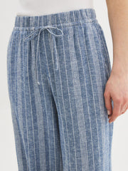 Linen-Blend Striped Pants
