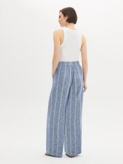 Linen-Blend Striped Pants