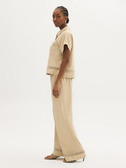 Crochet Trim Wide Leg Pants