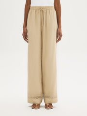 Crochet Trim Wide Leg Pants