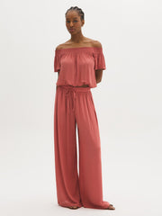 Crinkle Gauze Wide-Leg Pants