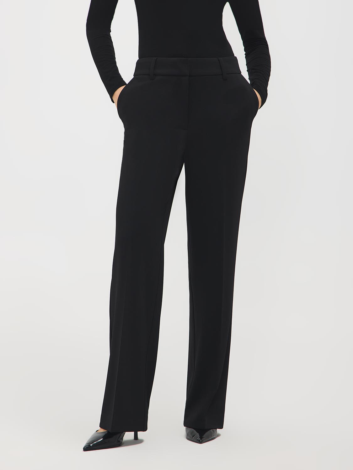Wide-Leg Twill Pants
