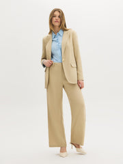 Wide-Leg Linen-Blend Pants