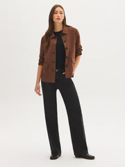Faux Suede Notch Collar Jacket