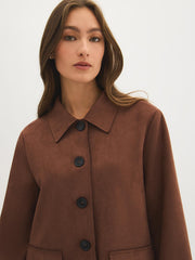 Faux Suede Notch Collar Jacket