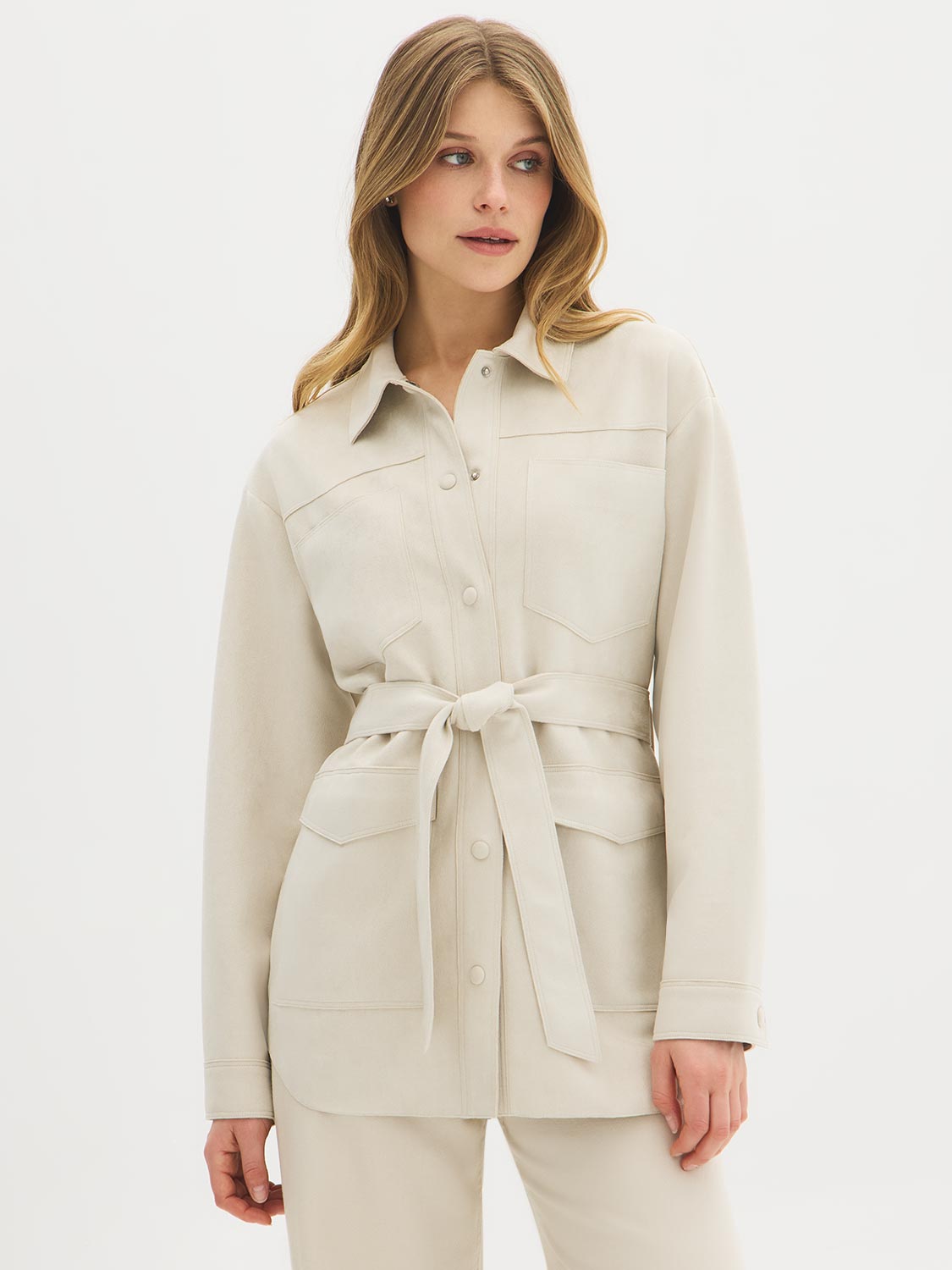 Faux Suede Wrap Jacket