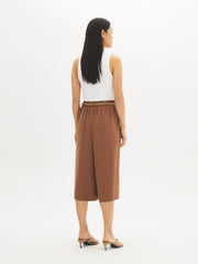 Pleated Wide-Leg Belted Culottes